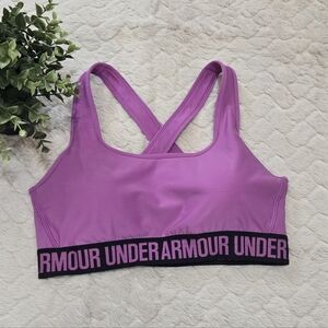 Under Armour Compression Purple and Black Criss-Cross Sports Bra, Size Large